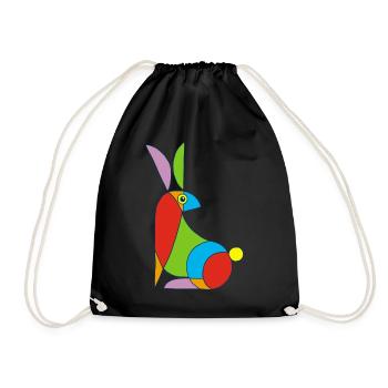 Lustiger Hase - Turnbeutel - Schwarz - Vorne