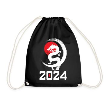 Drache 2024 Chinesisches Neujahr Jahr des Drachen - Turnbeutel - Schwarz - Vorne