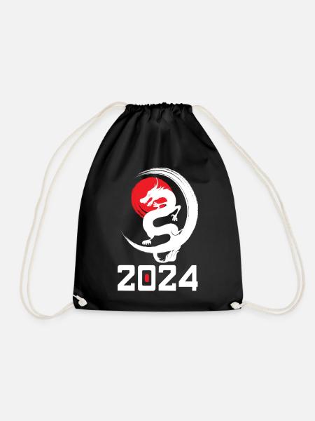 Drache 2024 Chinesisches Neujahr Jahr des Drachen - Turnbeutel - Schwarz