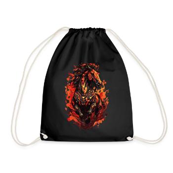 Horse Mystic Pony Hell Fire Flame - Drawstring Bag - black - Front