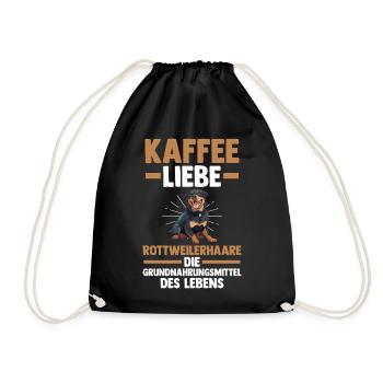 Kaffee Hund Rottweiler - Turnbeutel - Schwarz - Vorne