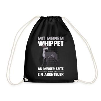 Hund Whippet - Turnbeutel - Schwarz - Vorne