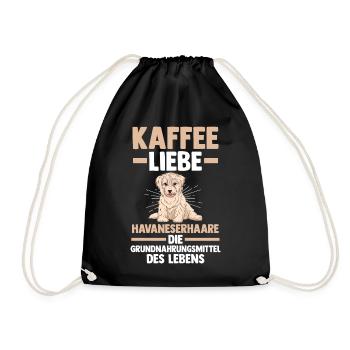 Hund Kaffee Havaneser - Turnbeutel - Schwarz - Vorne