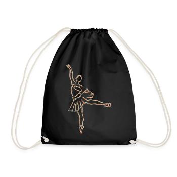 Ballet Girl Drawing - Drawstring Bag - black - Front