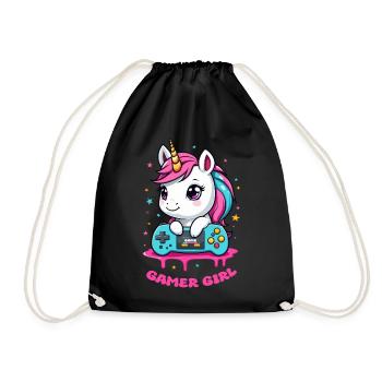 Licorne Gamer Fille - Sac de sport léger - noir - Devant
