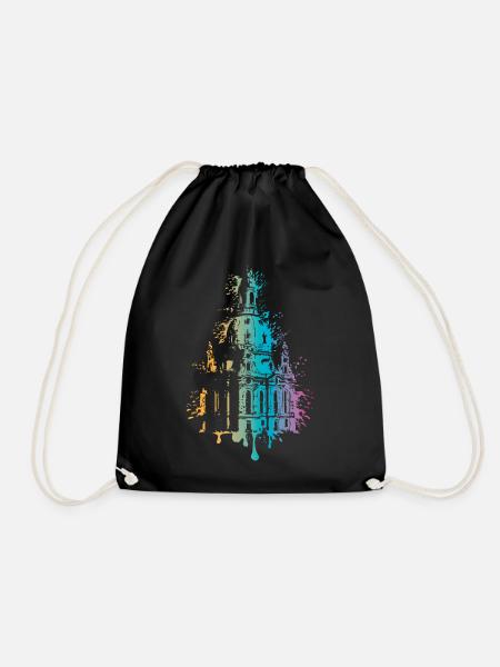 Dresden Farbexplosion Frauenkirche Souvenir Logo - Turnbeutel - Schwarz