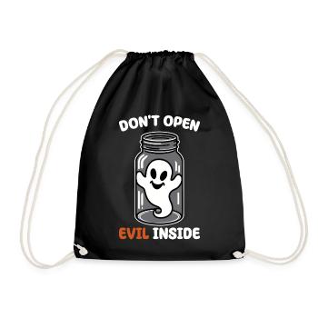 Don't open it – evil in it! Funny ghost design - Drawstring Bag - black - Front