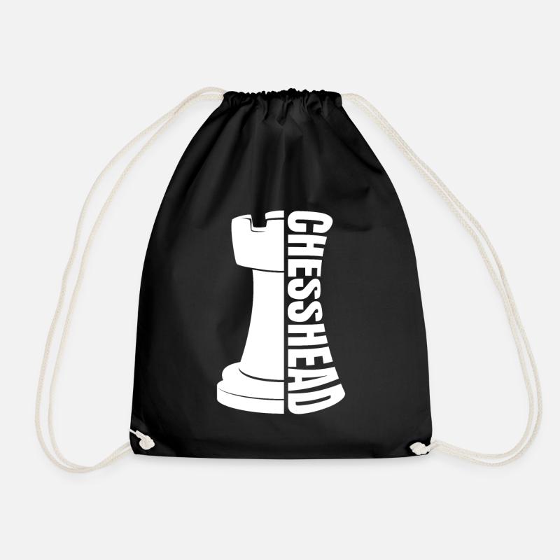 Checkmate Chess King Illustration - Drawstring Bag - black