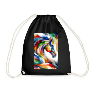 Horse abstract - Drawstring Bag - black - Front