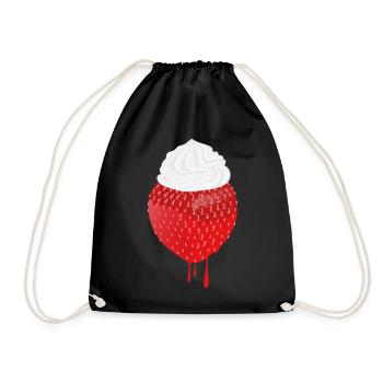 Fraise à la crème – Un design délicieux pour l’été - Sac de sport léger - noir - Devant