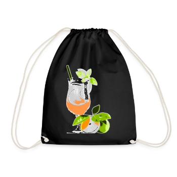 Cocktail Glass Drink with Orange & Mint - Drawstring Bag - black - Front