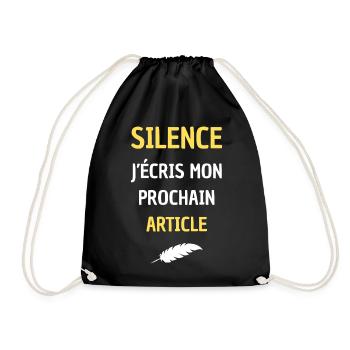SILENCE I AM WRITING MY NEXT ARTICLE - Drawstring Bag - black - Front