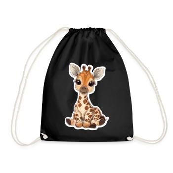 Giraffe - Turnbeutel - Schwarz - Vorne