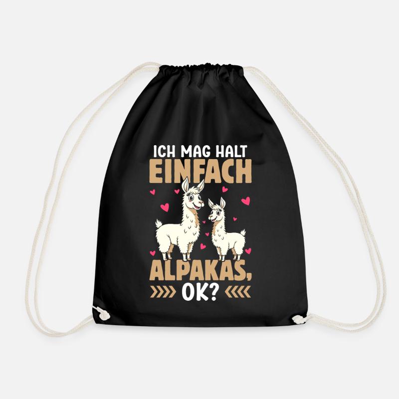 Alpaka Fan ICH MAG HALT EINFACH ALPAKAS Lustig - Turnbeutel - Schwarz