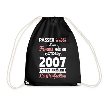 18th birthday - born in October 2007 - Drawstring Bag - black - Front