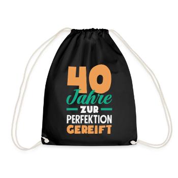 Funny 40th Birthday Gift Birthday Shirt - Drawstring Bag - black - Front