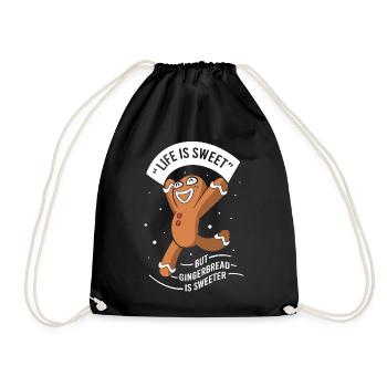 Bonhomme en pain d'épices de Noël en pain d'épices - Sac de sport léger - noir - Devant