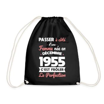70th birthday - Born in December 1955 - Drawstring Bag - black - Front
