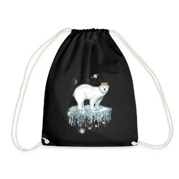Majestätischer Eisbär mit Krone auf Eisscholle - Drawstring Bag - black - Front