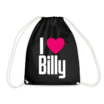 I Love Billy Pinkes Herz Ich liebe Billy - Turnbeutel - Schwarz - Vorne