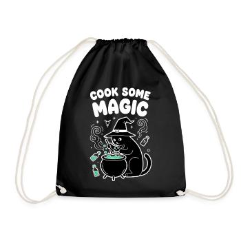 Cat magic in the cauldron - Drawstring Bag - black - Front