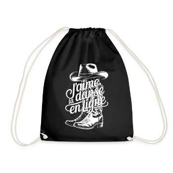 Cowboy-Stiefel und fließende Buchstaben - Turnbeutel - Schwarz - Vorne