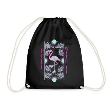 Roll With It Flamingo - Drawstring Bag - black - Front
