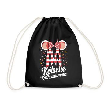 Kölsche Karnevalsmaus Karneval Köln Kölner Maus - Turnbeutel - Schwarz - Vorne