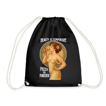 Pin-Up Pizza Art – Beauty Is Temporary - Turnbeutel - Schwarz - Vorne