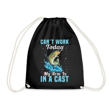 Can’t Work Today My Arm Is in a Cast Angler Humor - Drawstring Bag - black - Front