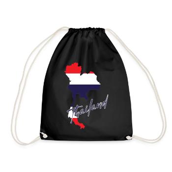 Map with Thailand flag, I love Thailand - Drawstring Bag - black - Front