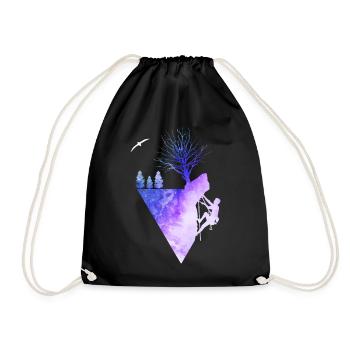 Rock Climbing Nature Watercolor Silhouette - Turnbeutel - Schwarz - Vorne