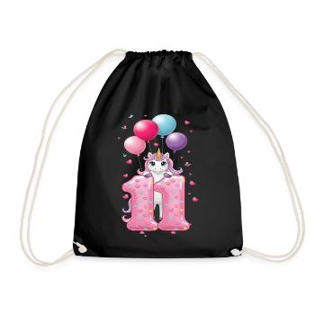 11 ans de Fille Mignonne Licorne 11e anniversaire - Sac de sport léger - noir - Devant