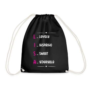 Lisa Name Acrostic - Drawstring Bag - black - Front