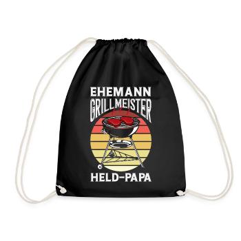 Ehemann Held Papa Vater Fleisch Grillen Bbq - Turnbeutel - Schwarz - Vorne