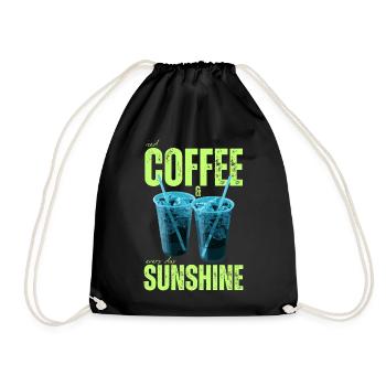 « Café glacé & soleil tous les jours » Café coloré - Sac de sport léger - noir - Devant