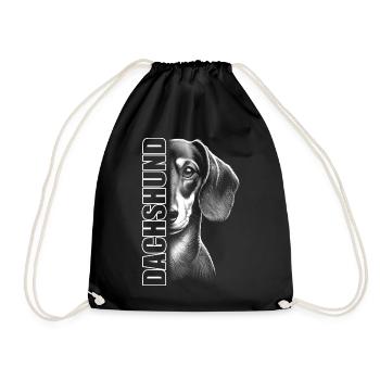 Portrait de teckel avec lettres verticales DACHSHUND - Sac de sport léger - noir - Devant