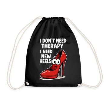 High Heels Therapy Cartoon: Comic Shoes Saying - Drawstring Bag - black - Front