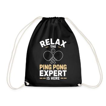 Table Tennis Ping Pong Table Tennis Player Gift - Drawstring Bag - black - Front