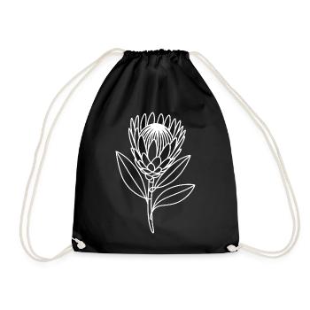 Protea Linen Art Monochrome - Drawstring Bag - black - Front