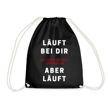 Läuft bei dir zwar rückwärts und bergab Spruch - Turnbeutel - Schwarz - Vorne