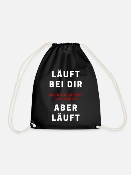 Läuft bei dir zwar rückwärts und bergab Spruch - Turnbeutel - Schwarz