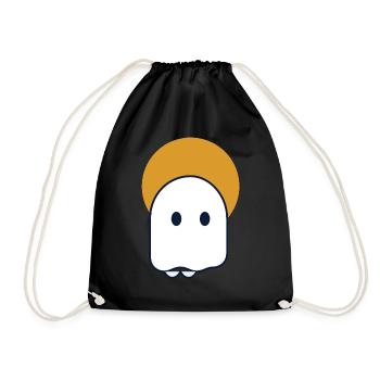 Moon Ghost – Minimaler Geist in Mondsichel - Turnbeutel - Schwarz - Vorne