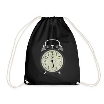 uhr zeit watch clock time hourglass sanduhr40 - Turnbeutel - Schwarz - Vorne