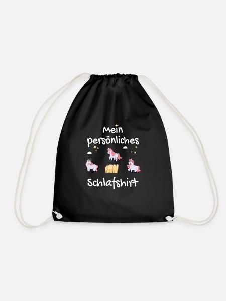 Mein persönliches Schlafshirt mit Einhörnern - Turnbeutel - Schwarz
