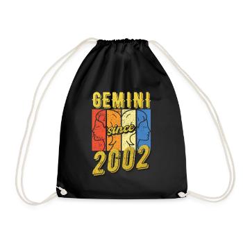 Gemini Zodiac 2002 Gift - Drawstring Bag - black - Front