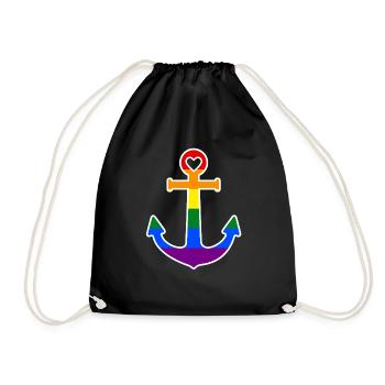Regenbogenanker - Turnbeutel - Schwarz - Vorne