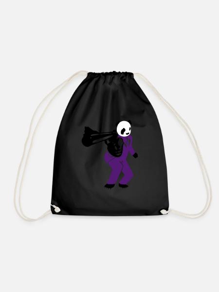 shooting panda 2 - Drawstring Bag - black