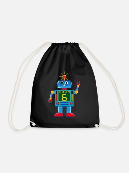 Roboter ich bin 6 - Turnbeutel - Schwarz