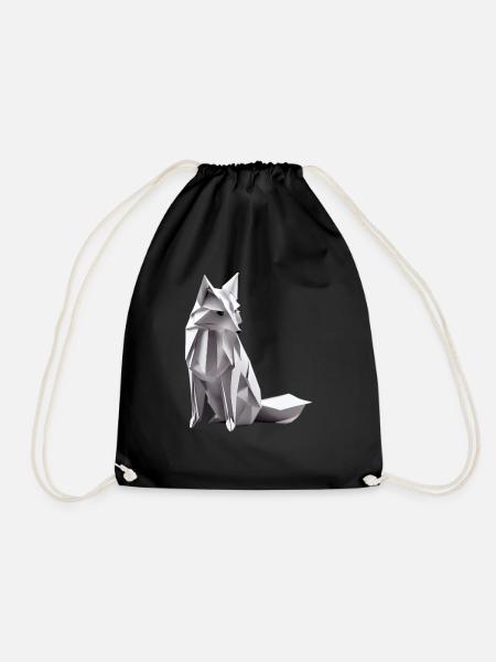 Arktischer Fuchs in Origami Stil - Turnbeutel - Schwarz
